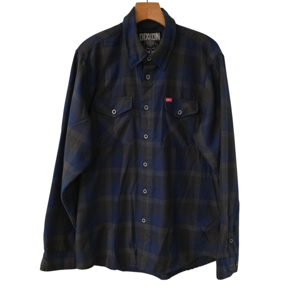 Dixxon Flannel Shirt Roughneck Blue Gray Check Plaid Long Sleeve Mens Large